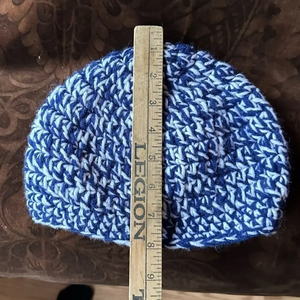 Handmade Blue and white crochet hat acrylic